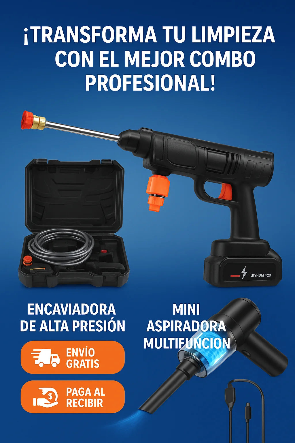 COMBO PROFESIONAL HIDRO LAVADORA Y MINI ASPIRADORA