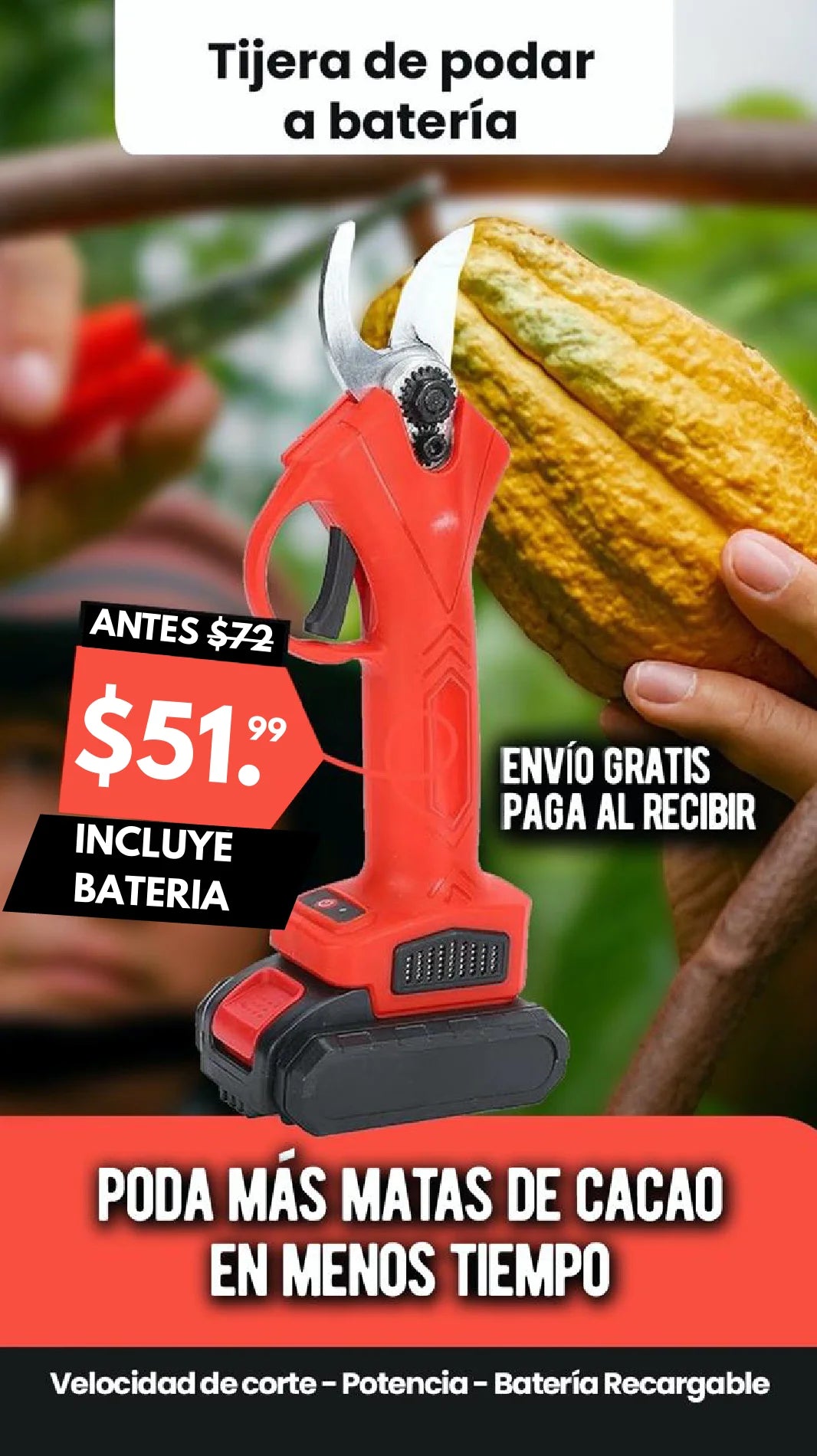 TIJERA ELÉCTRICA DE PODAR INALÁMBRICA